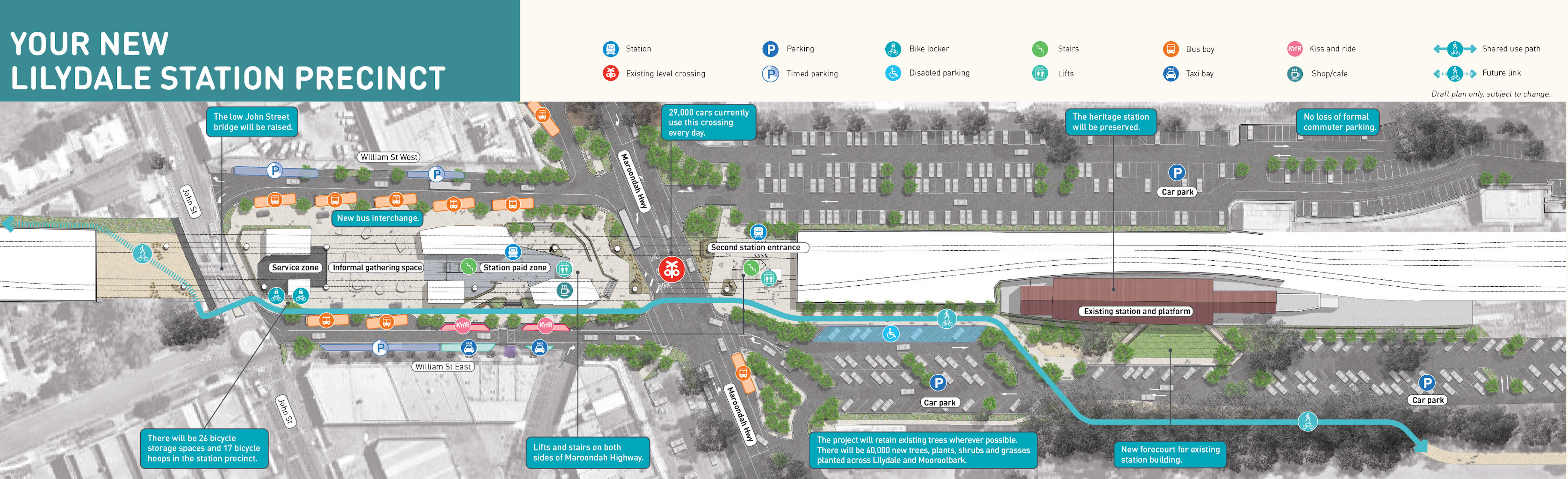 Map of Lilydale Station precinct. Download PDF for large version.