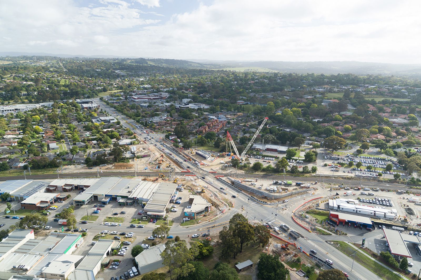 Clyde Road aerial of works