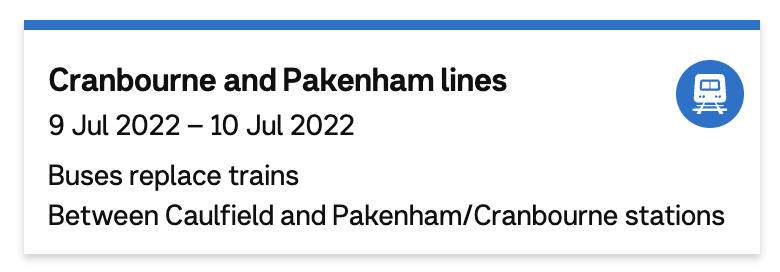 Buses replace trains on the Cranbourne and Pakenham lines.