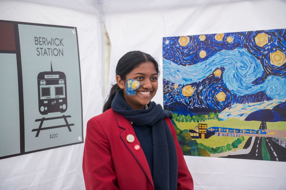 Students from St Margaret’s Berwick Grammar were on hand to answer questions about their artwork