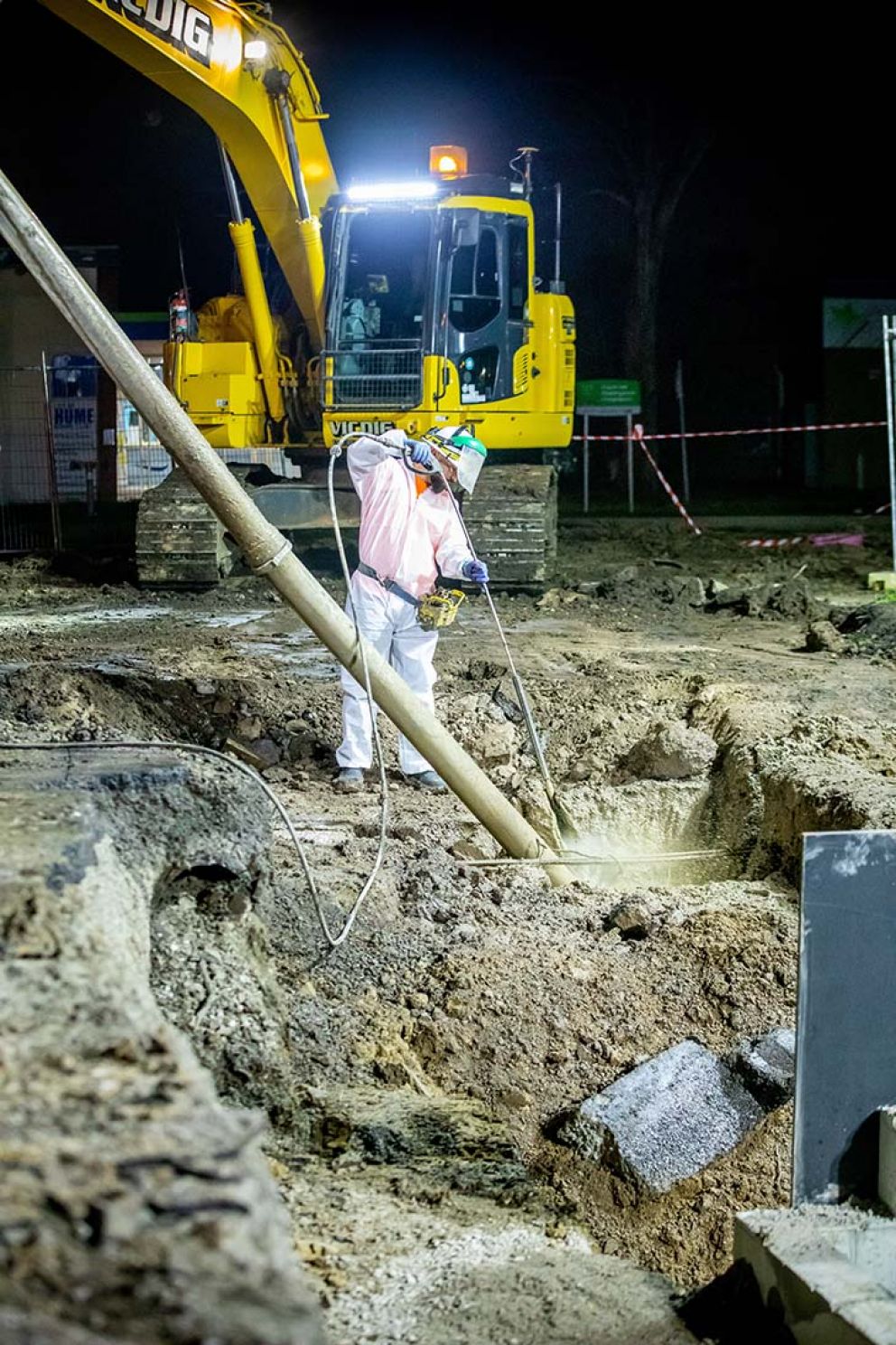 Non-destructive digging near Craigieburn Police Station. This allows crews to safely locate key services prior excavation.