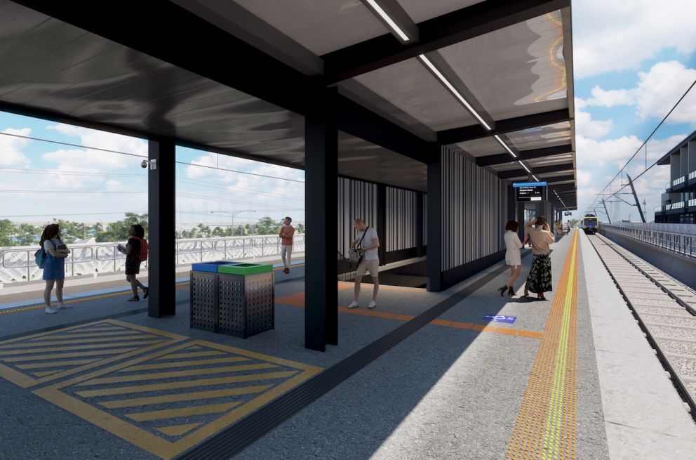 新的Keon Park车站抬高的站台。艺术效果图 – 可能会调整。