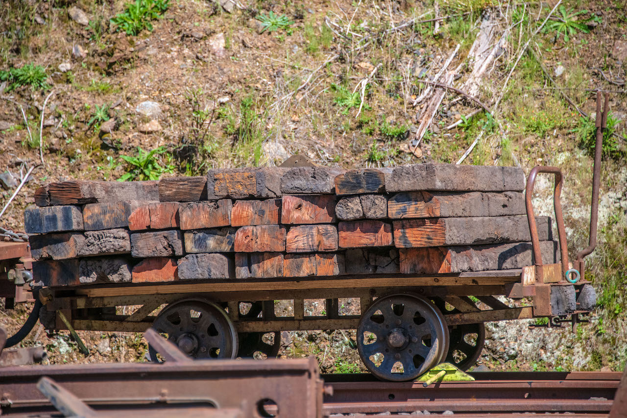 Trimmed sleepers destined for the Goldfields Railway