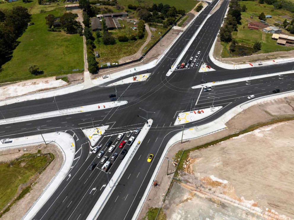 An aerial view of the Cranbourne-Frankston Road intersection