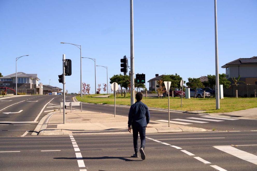 Newly installed pedestrian signals at the Bradman Drive and Hall Road intersection are now operational