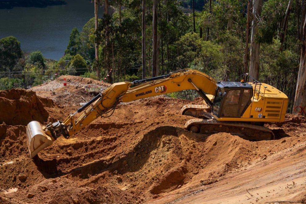 Excavator works the landslip 24 March