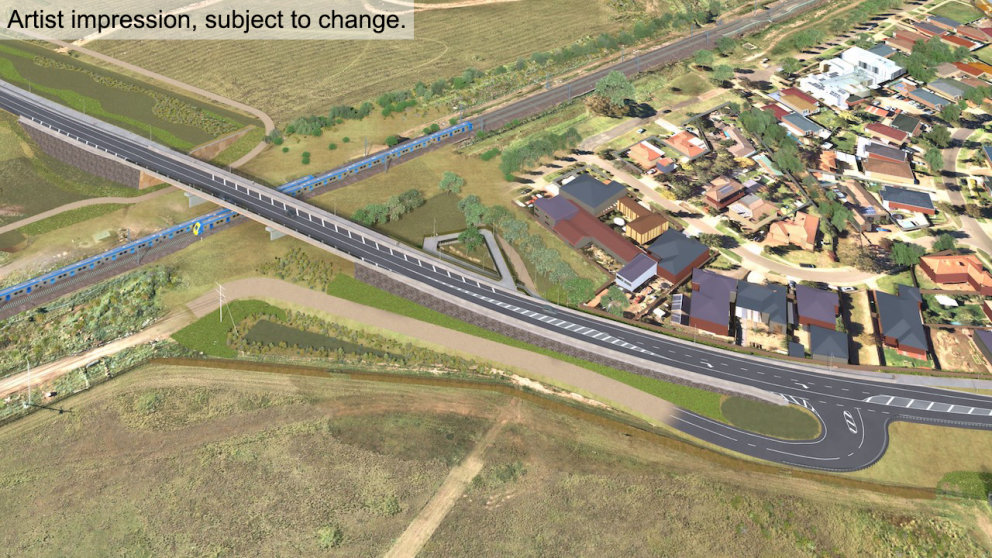 Updated designs of the new road bridge over the rail line on Calder Park Drive.