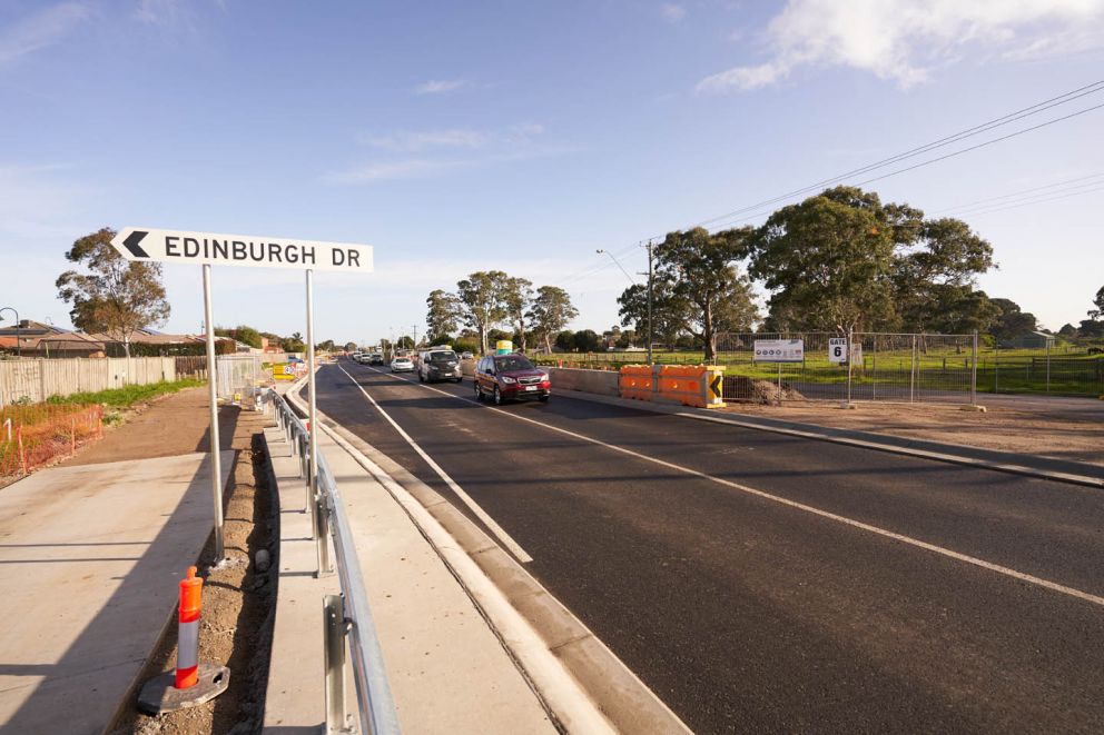 The brand-new shared use path at Hall Road and Edinburgh Dr taking shape alongside newly opened lanes