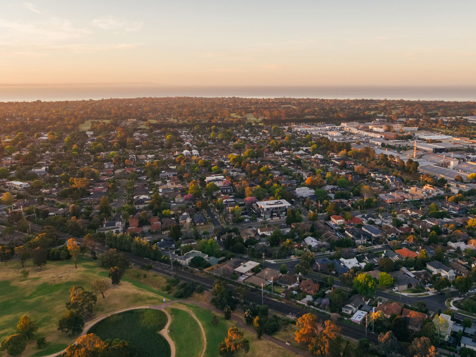 Image shows arial view of the Cheltenham precinct