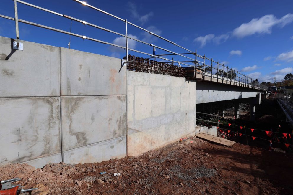 Retaining wall on the east abutment - May 23