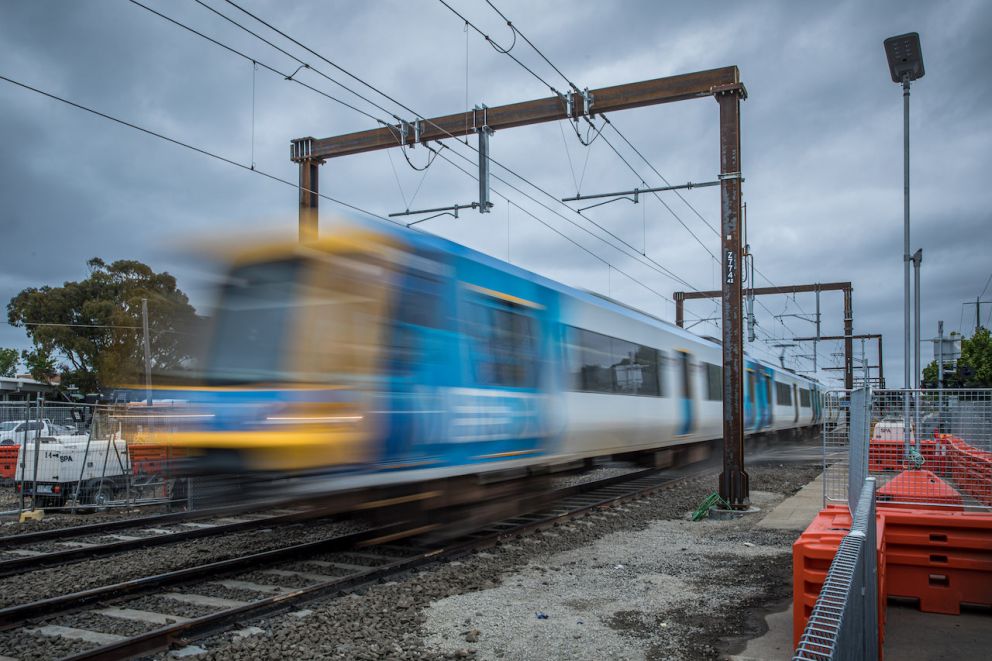 Test trains running on the 1.8km temporary track through Parkdale