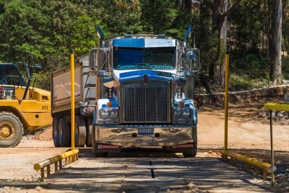 A truck navigates the weighbridge