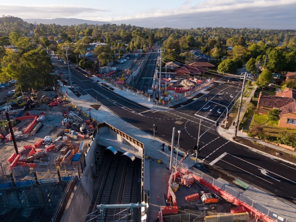 Looking south towards the new rail trench under Bedford Road