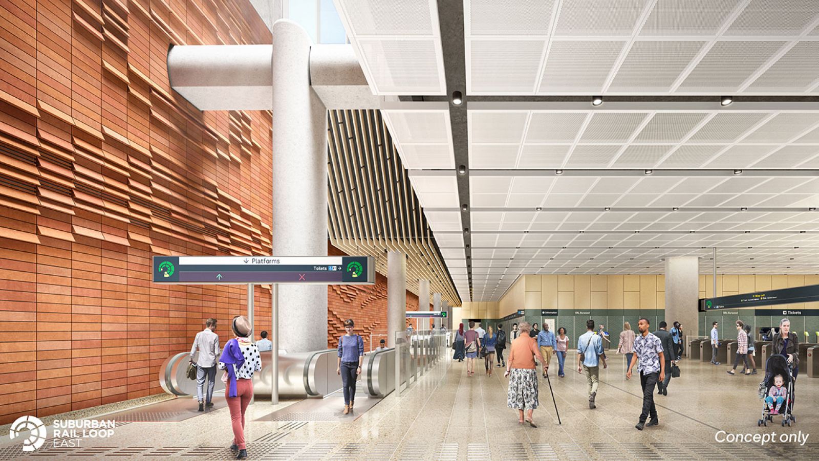 SRL Key directions render for SRL Burwood station