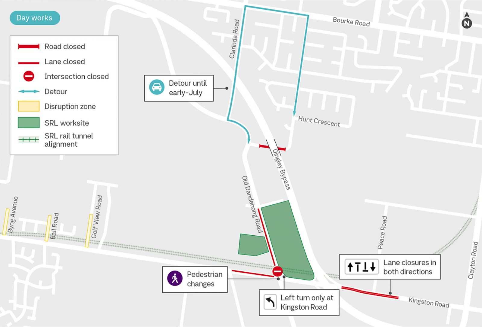 Disruption map for Heatherton, see below for more details.