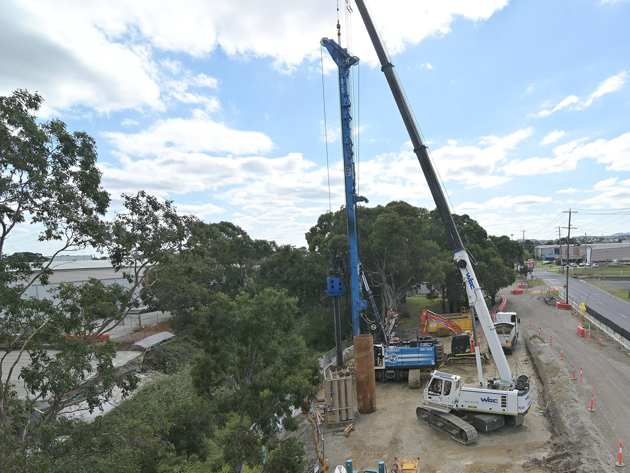 Piling on the western side of Progress Street, Dandenong South