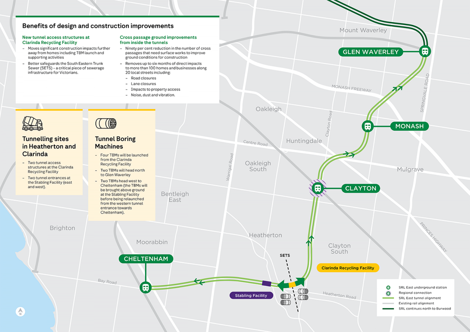 Map showing the building of the tunnels