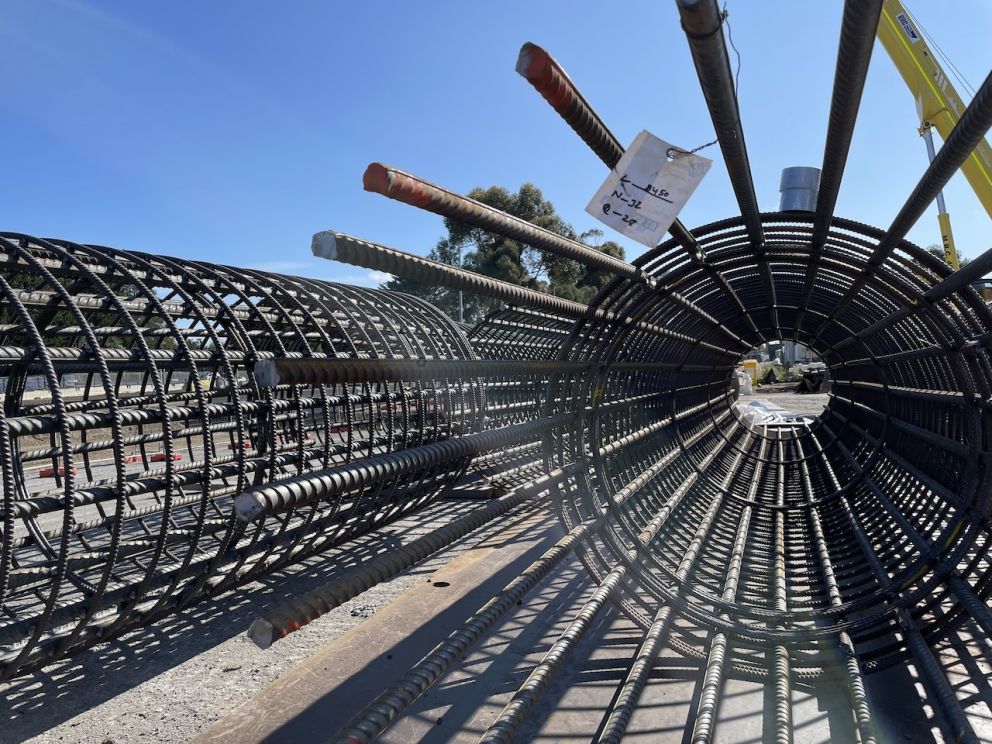 View from inside the piling cages