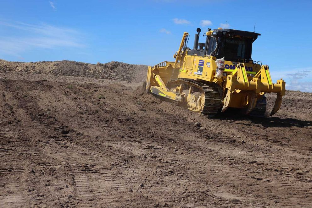 March 2023- We trucked in around 100,000 tonnes of recycled dirt, rock and clay to build the foundations of the new freeway ramps and bridge