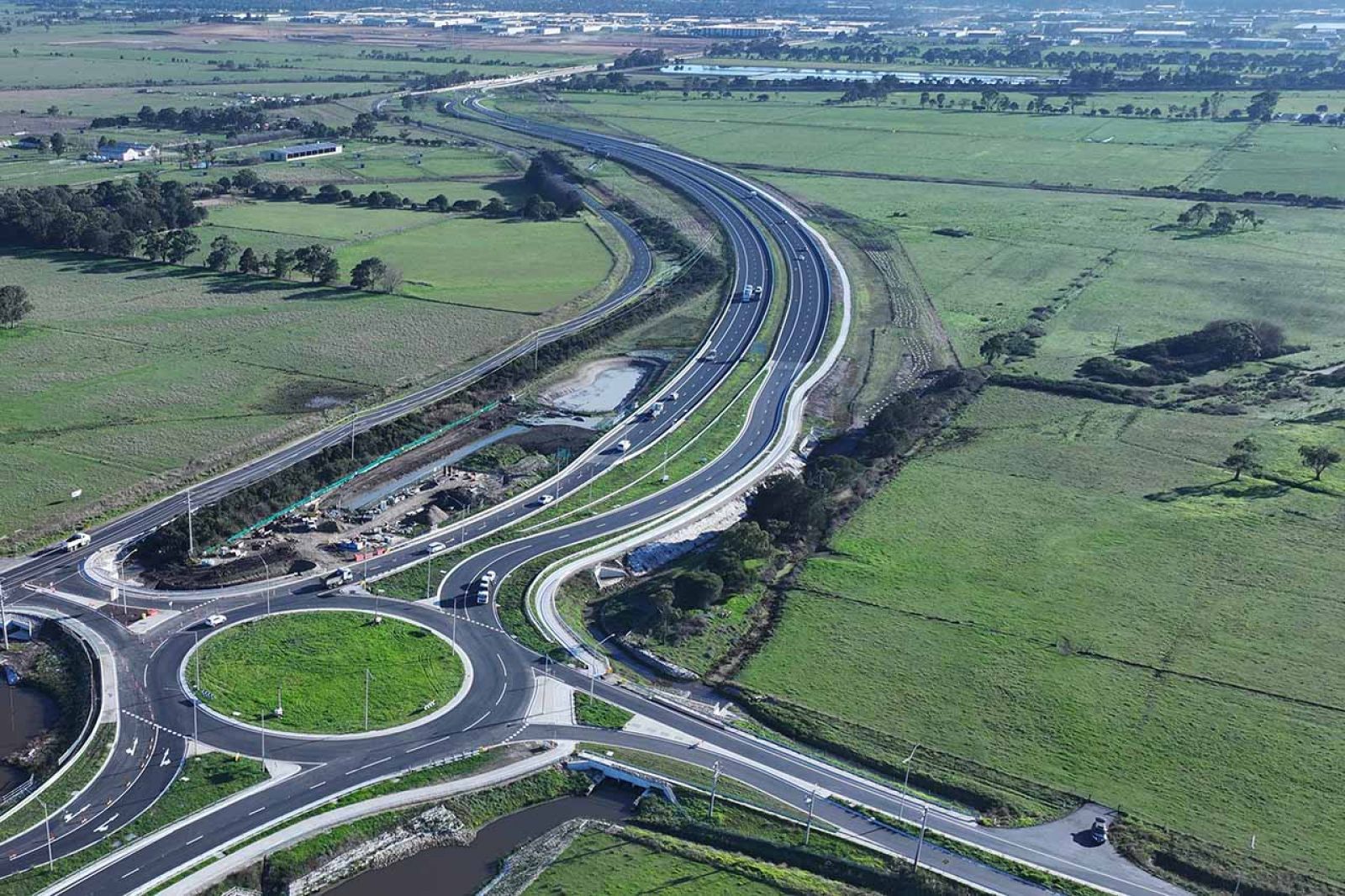 The upgraded roundabout at Hall Road