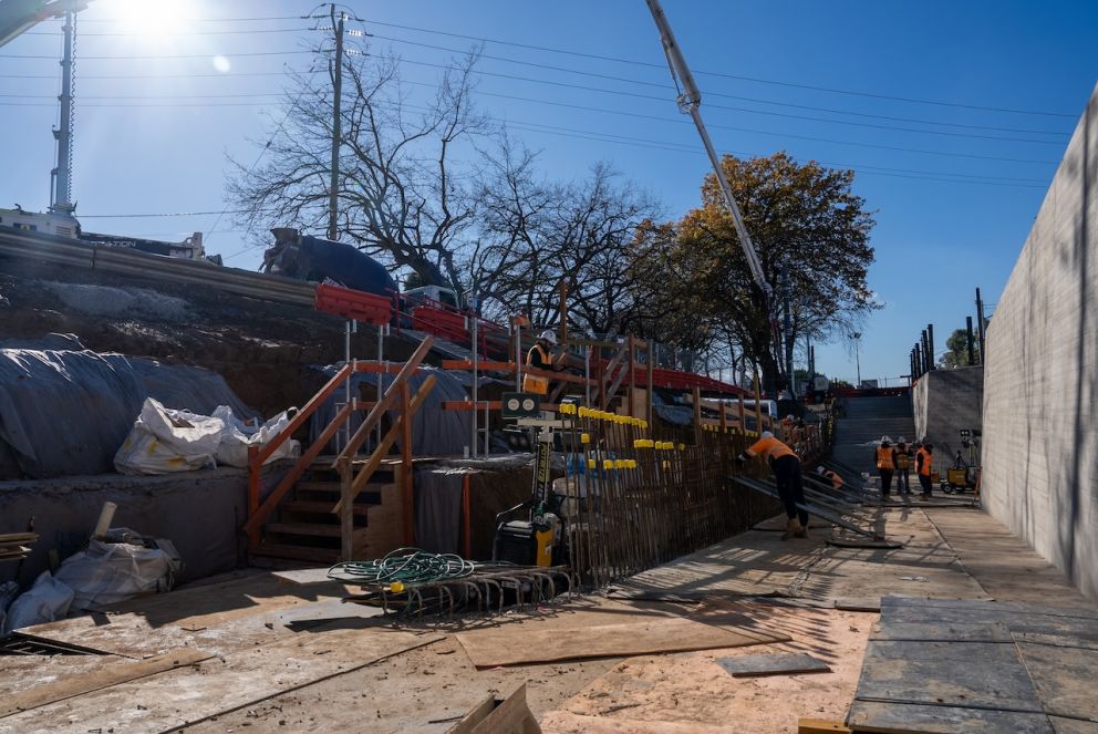 June 2024 – Building the foundations for the ramp down to the new underpass