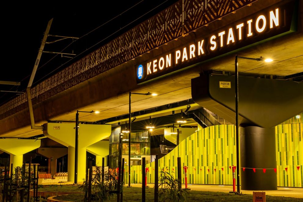 Outside entrance of the new Keon Park Station