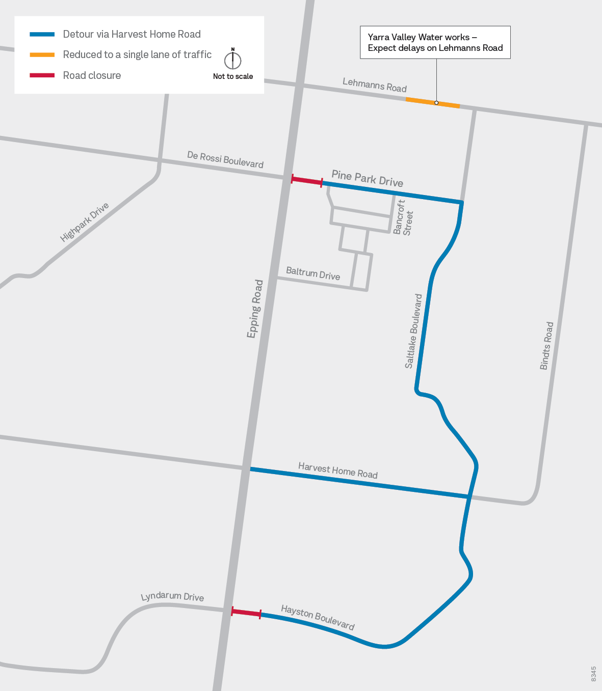 Pine Park Closure Detour Map