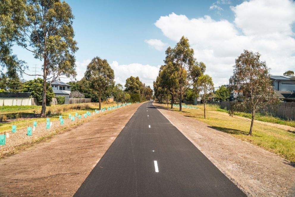 New line markings on the Federation Trail walking and cycling path.