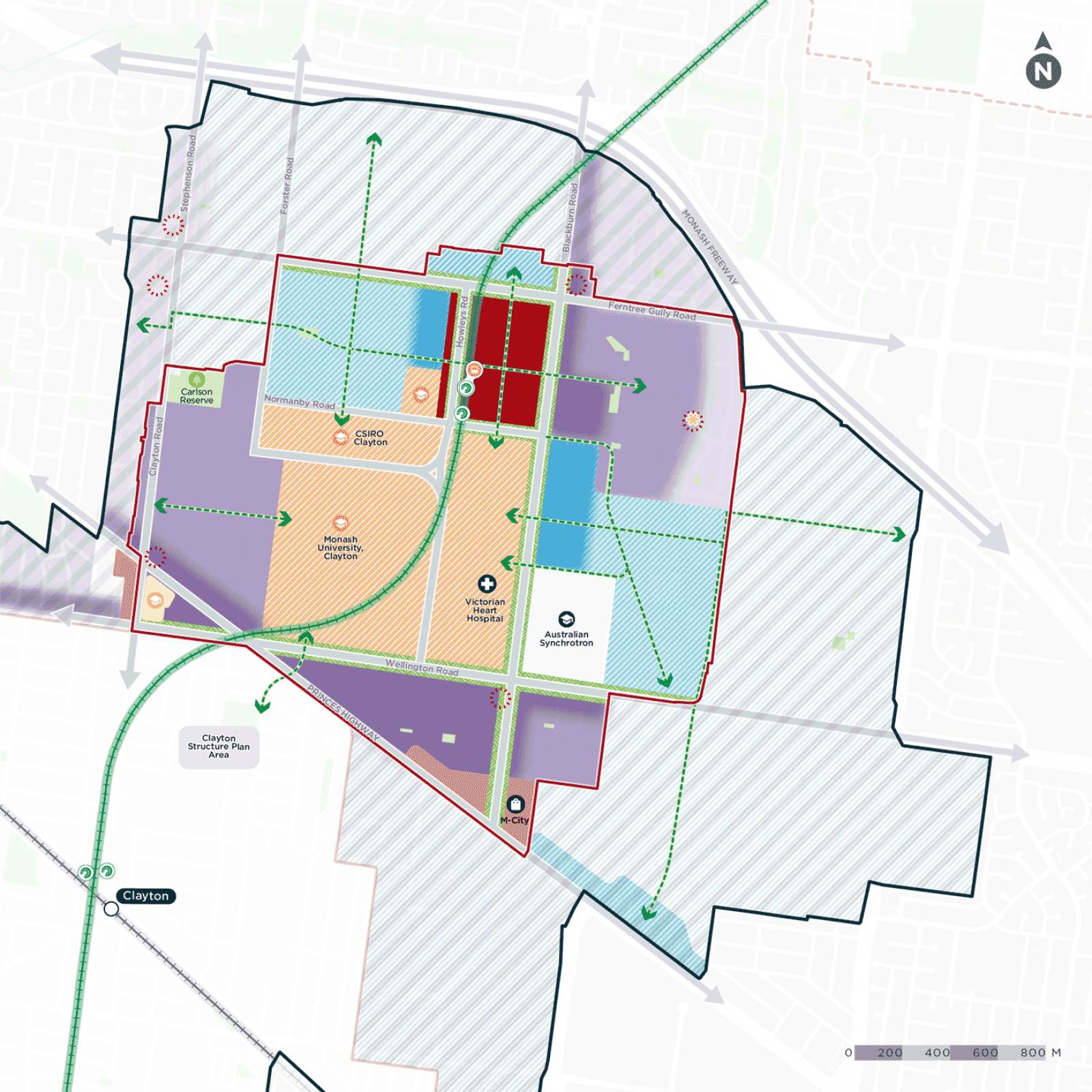 Map: spatial representation of the Vision for Monash