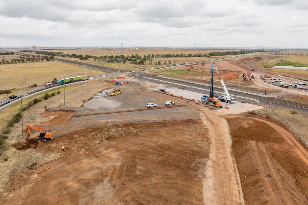 A piling rig has begun digging 48 holes at Hopkins Road as part of foundations for the new road bridge