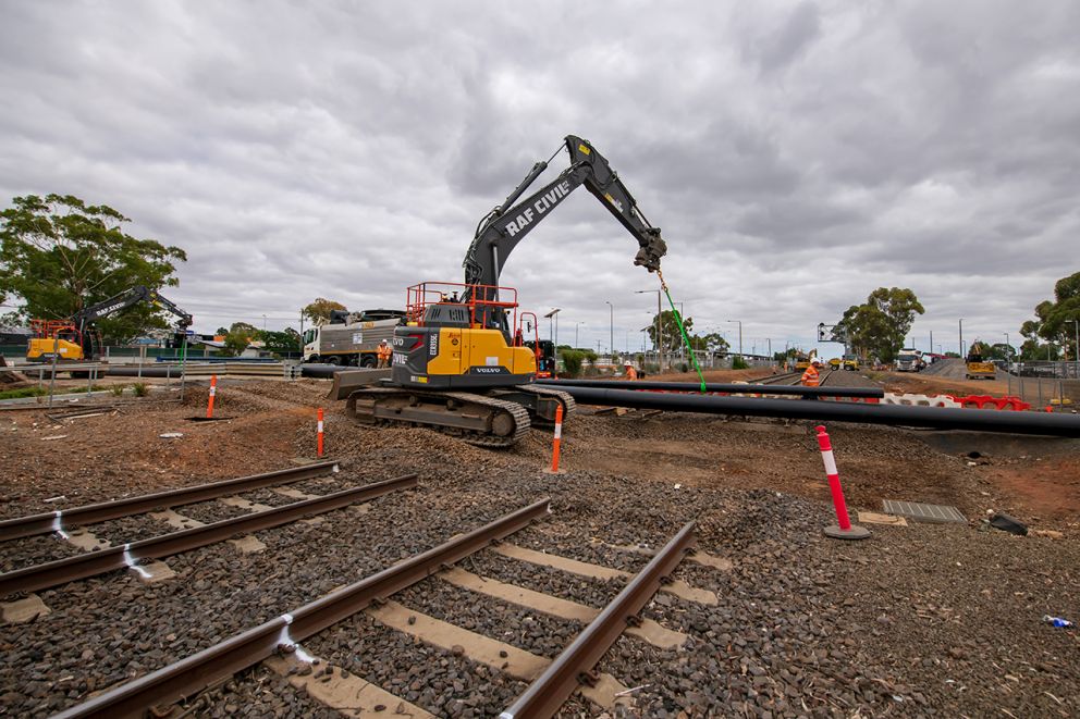 Preparing utilities under the rail line