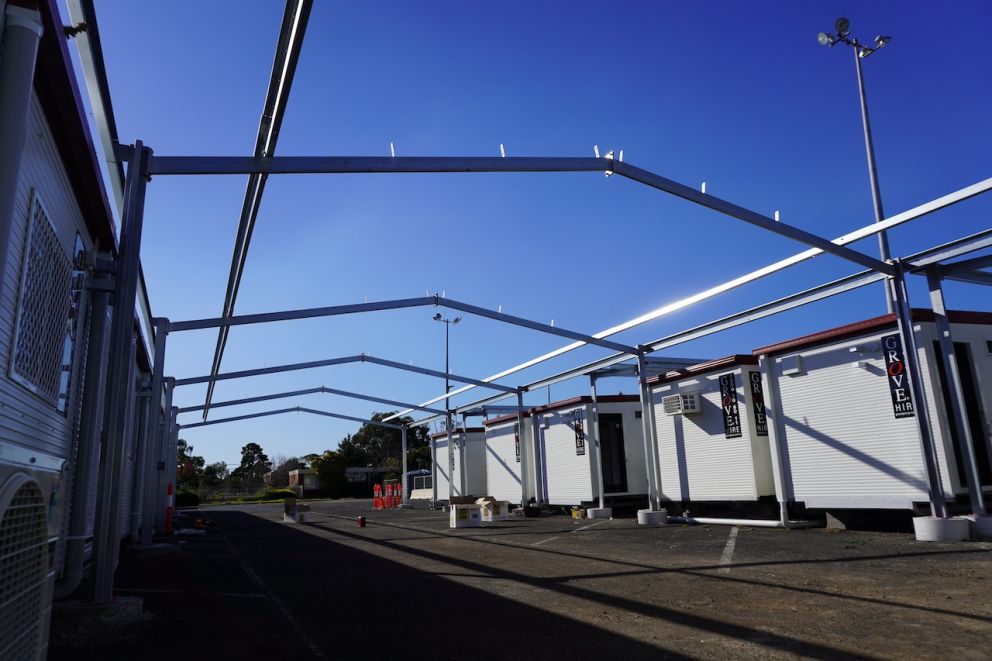 The sun strikes new site offices at Maidstone Street