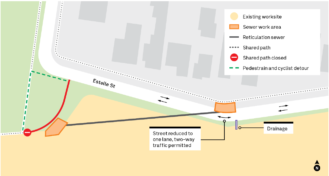 map of Estelle Street works
