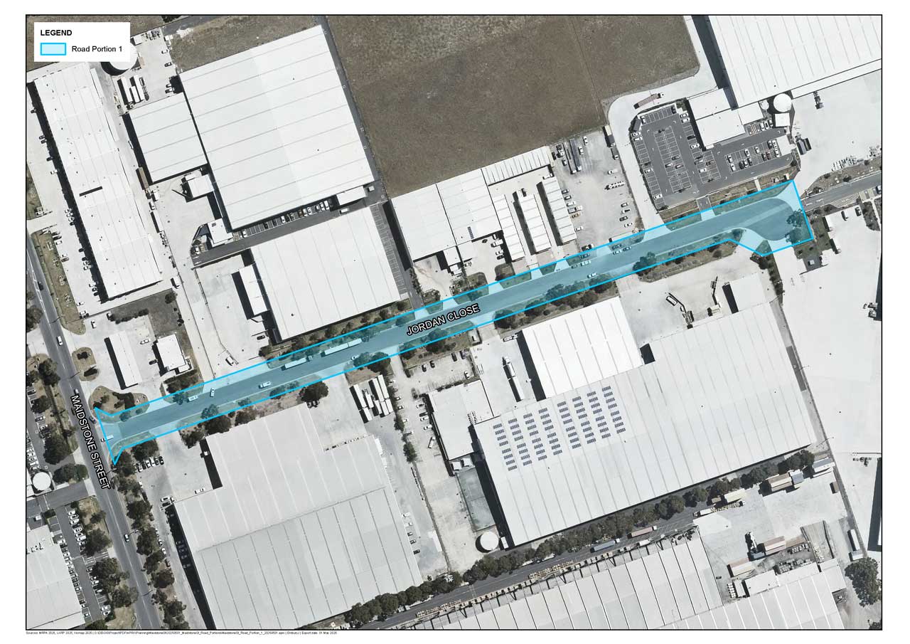 Map of Jordan Close showing closure from Maidstone Street