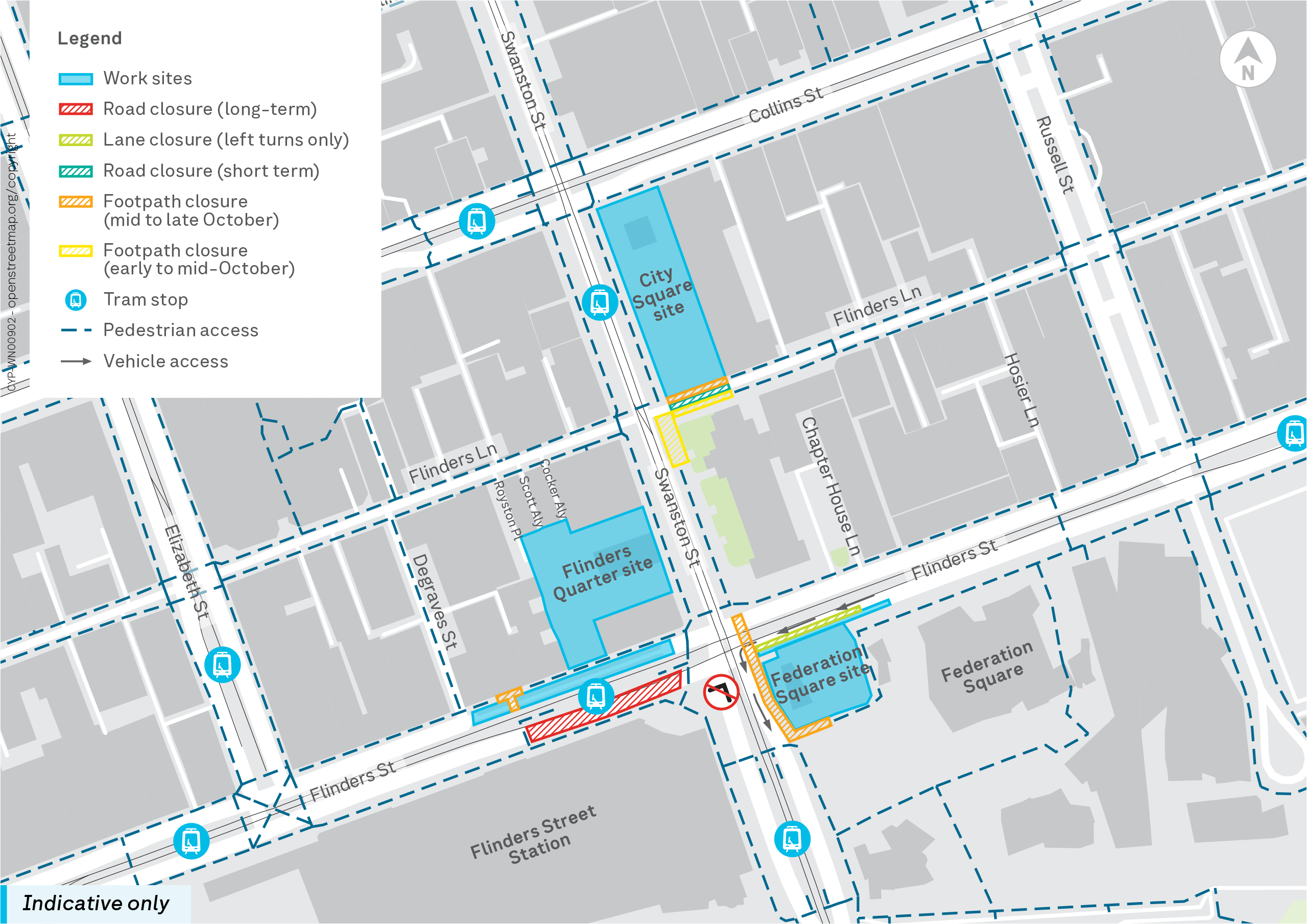Map of the construction site for Town Hall Station