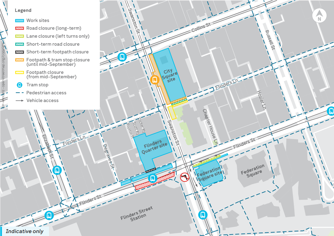 Map of the construction site for Town Hall Station