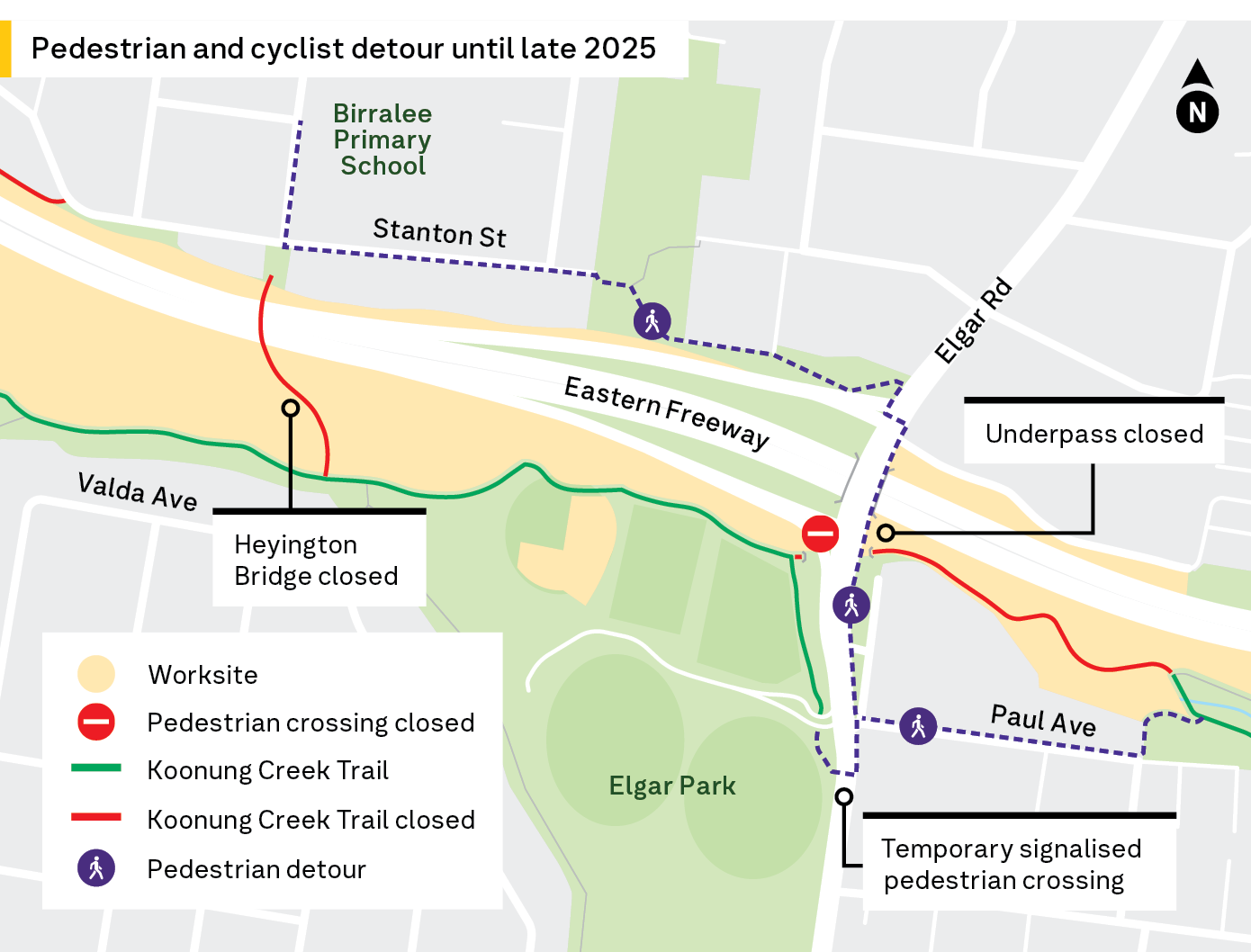 Pedestrian and cyclist detour map