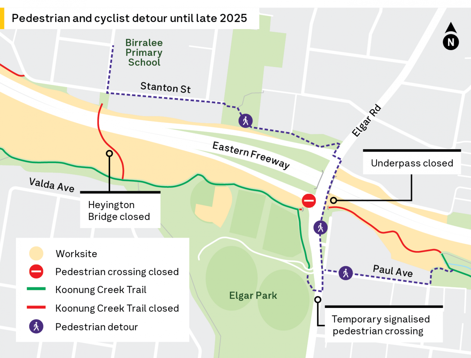 Pedestrian and cyclist detour map