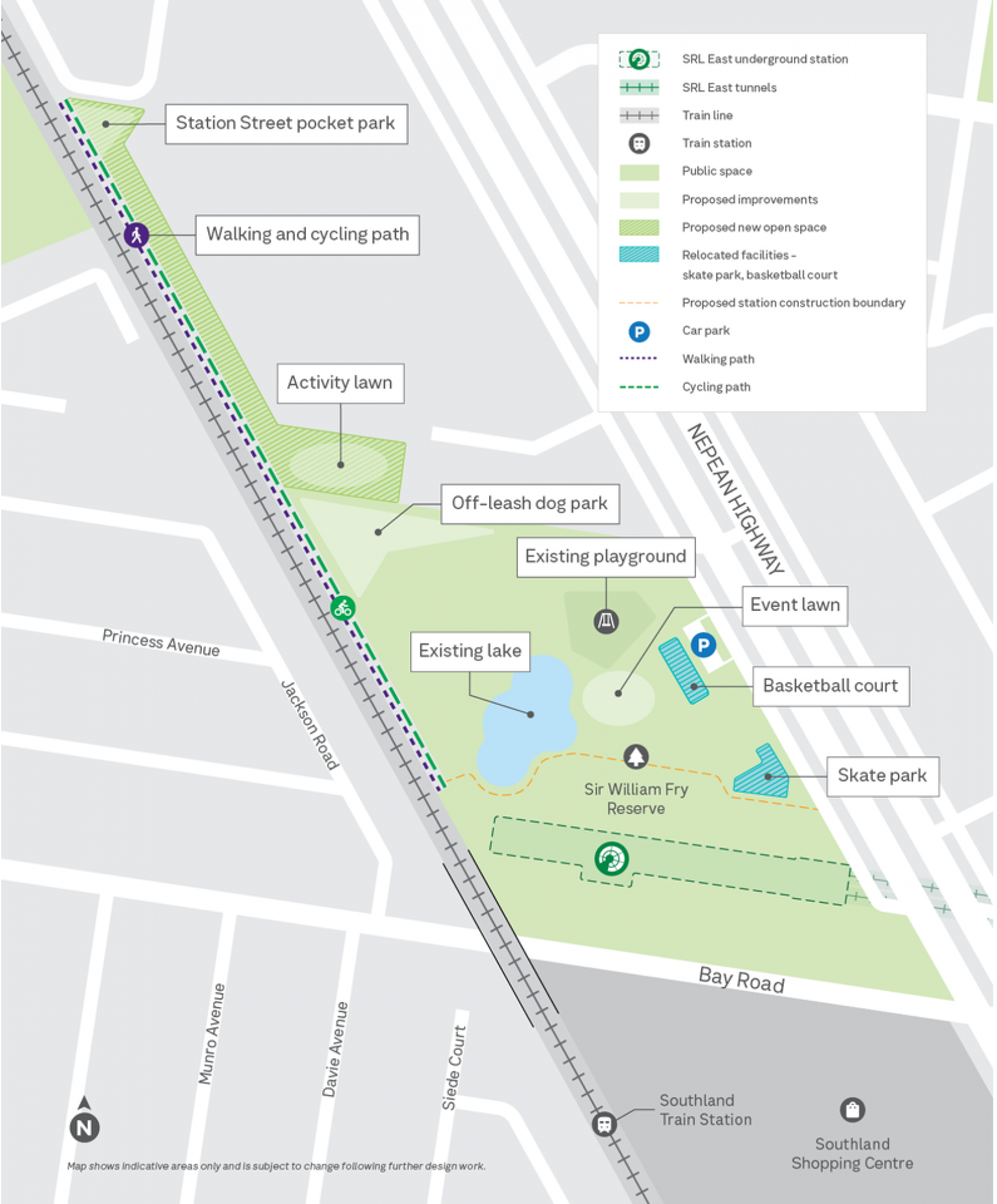 Map show proposed changes to Sir William Fry Reserve.