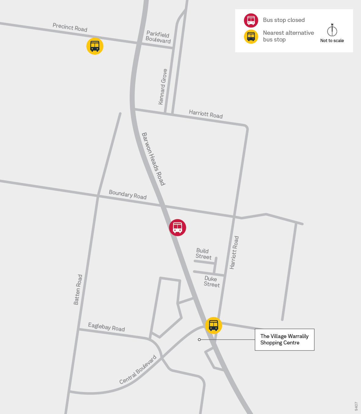 Warralily Shopping Centre Bus Stop Closure Map