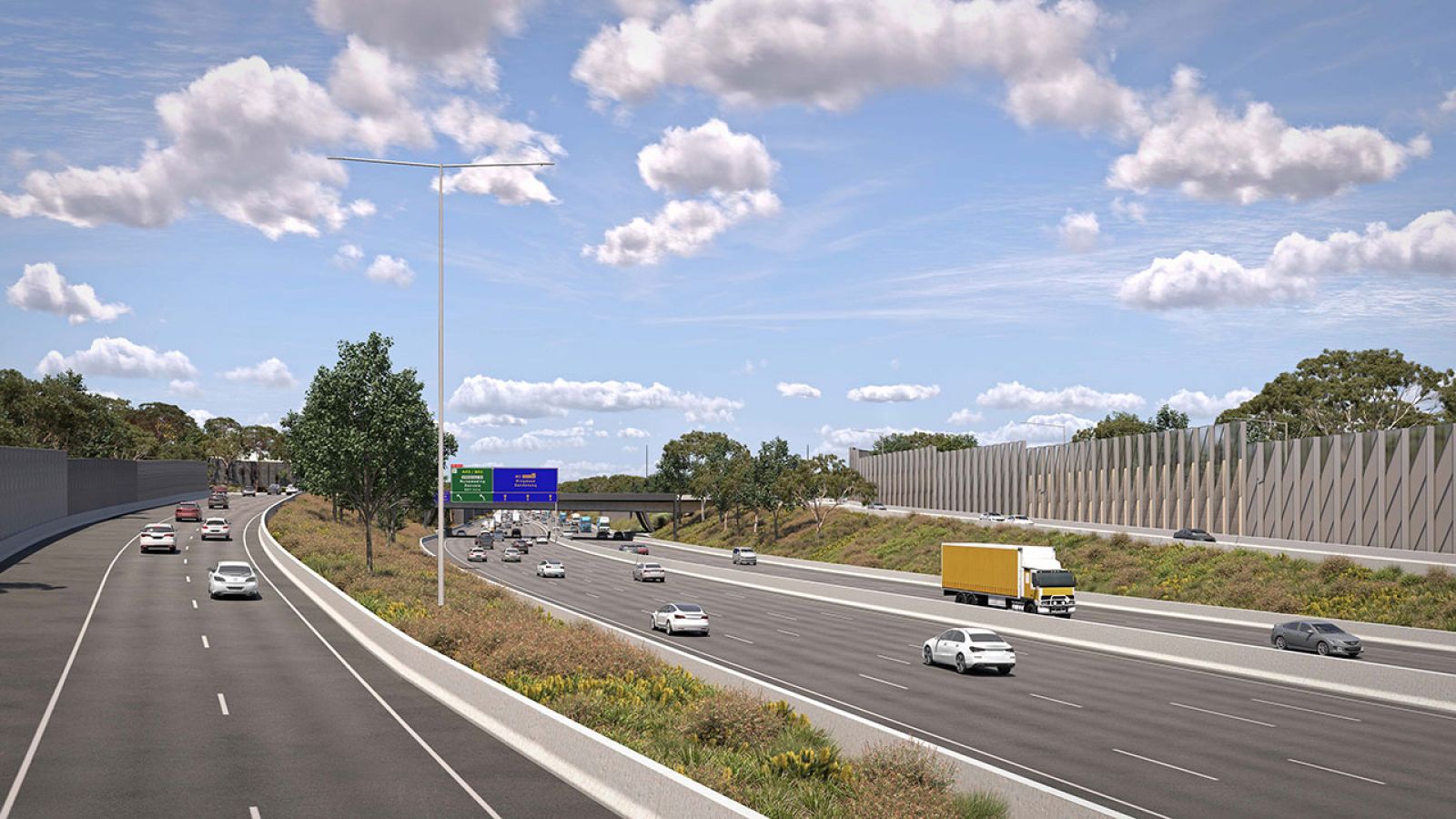 Artist's impression of new noise walls near Blackburn Road, Blackburn North