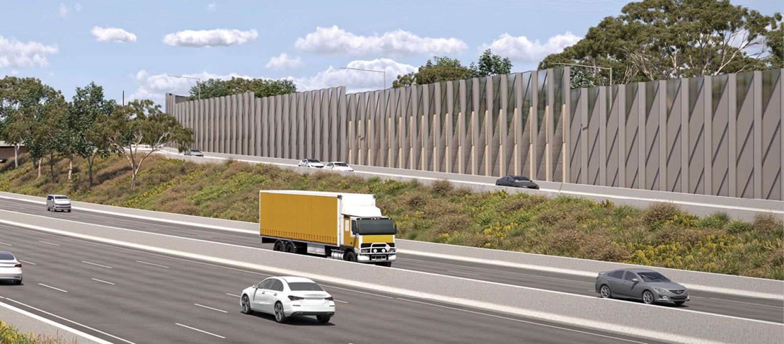 Artist's impression of new noise walls near Blackburn Road, Blackburn North