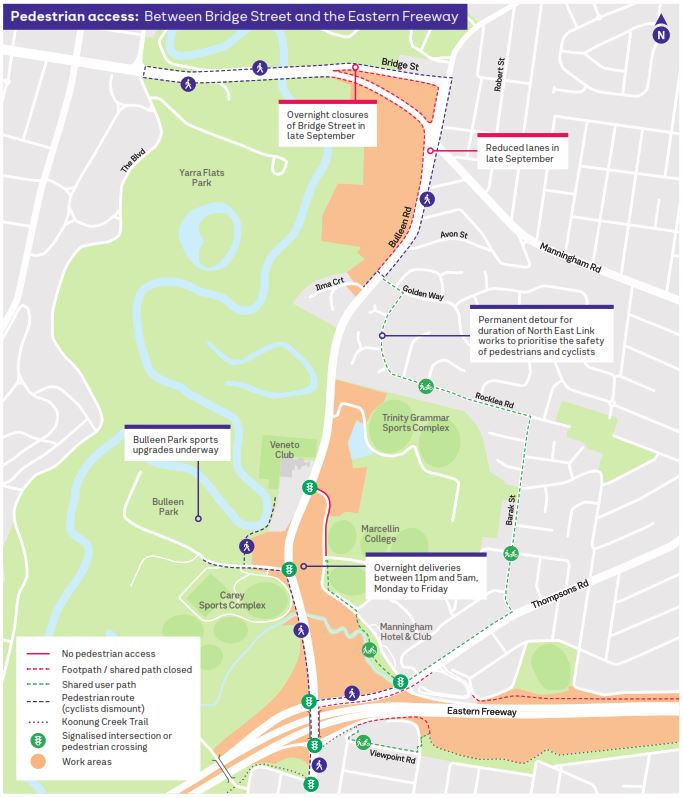 Pedestrian access: Between Bridge Street and the Eastern Freeway