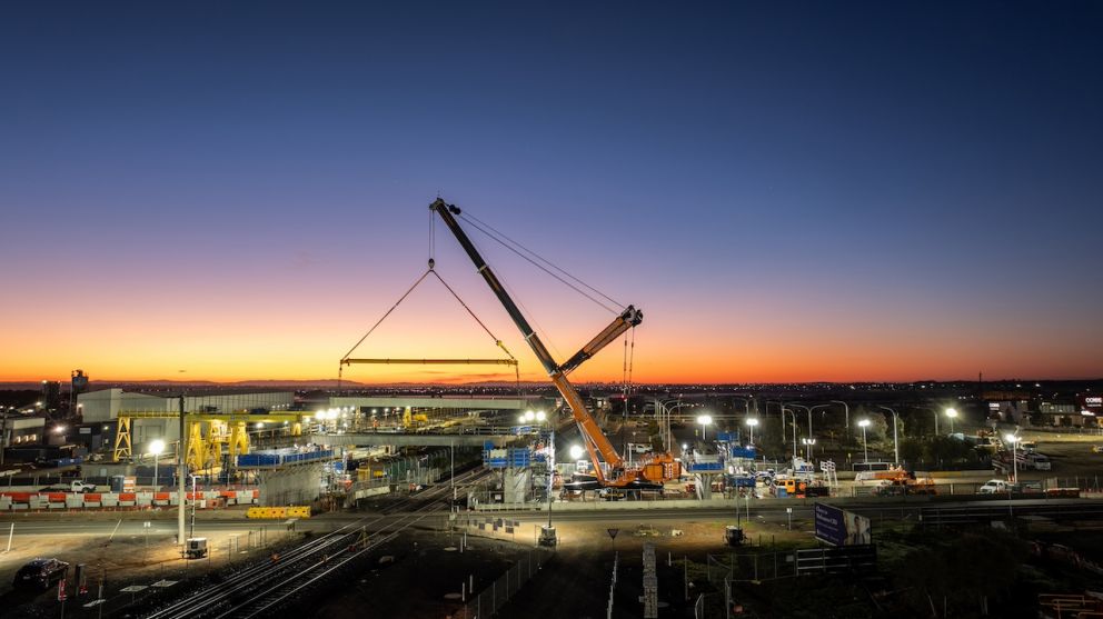 The bridge beams at Ferris Road weigh up to 43 tonnes each