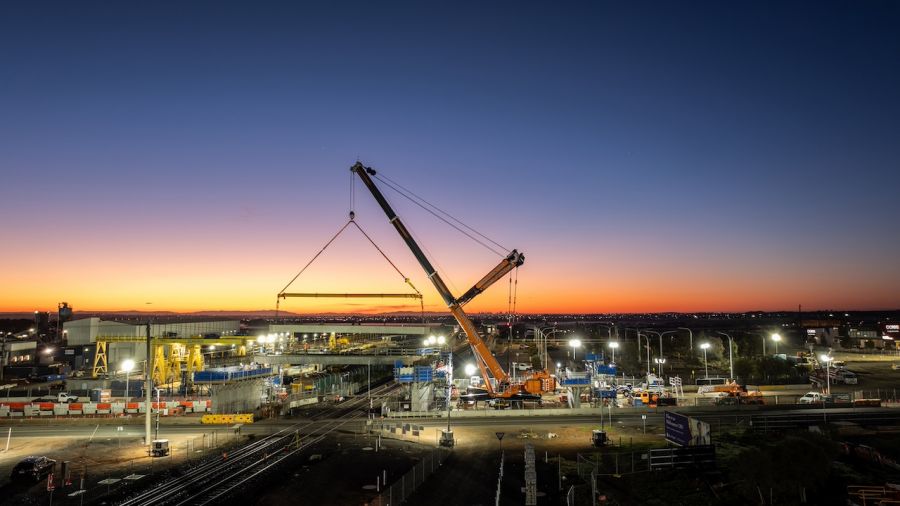 The bridge beams at Ferris Road weigh up to 43 tonnes each