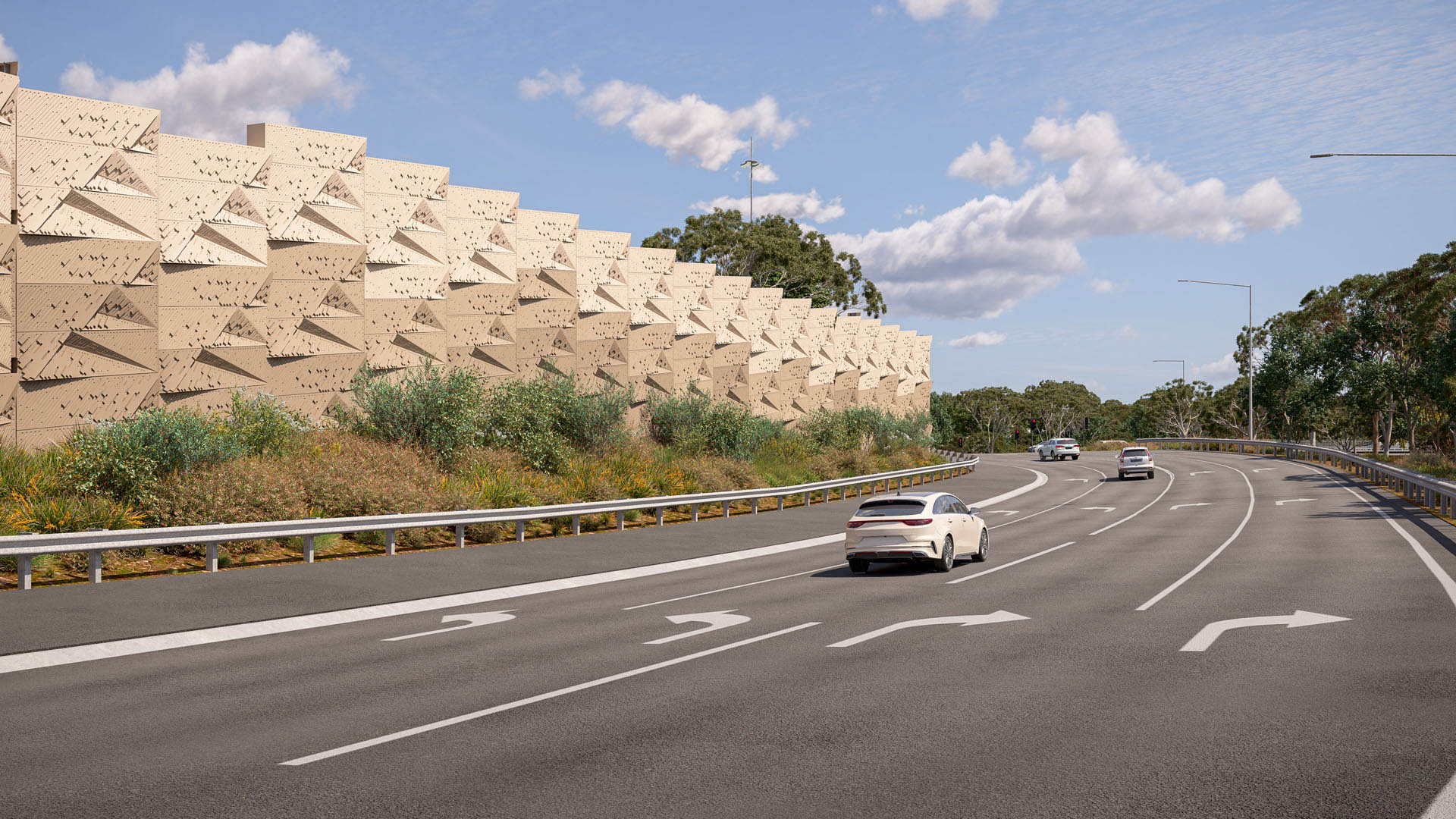 Noise walls at Chandler Highway exit ramp.jpg