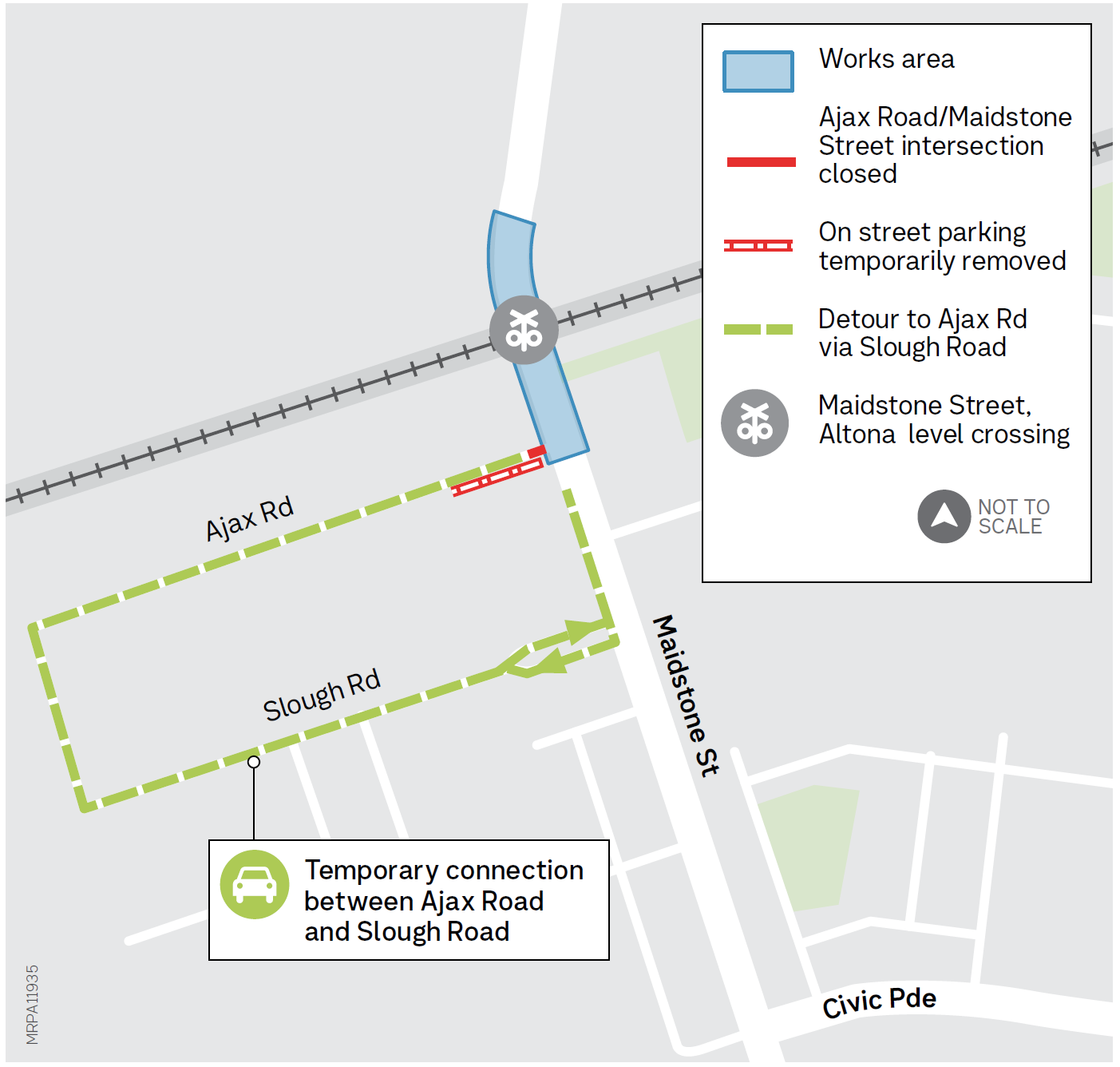 Temporary connection between Ajax Road and Slough Road