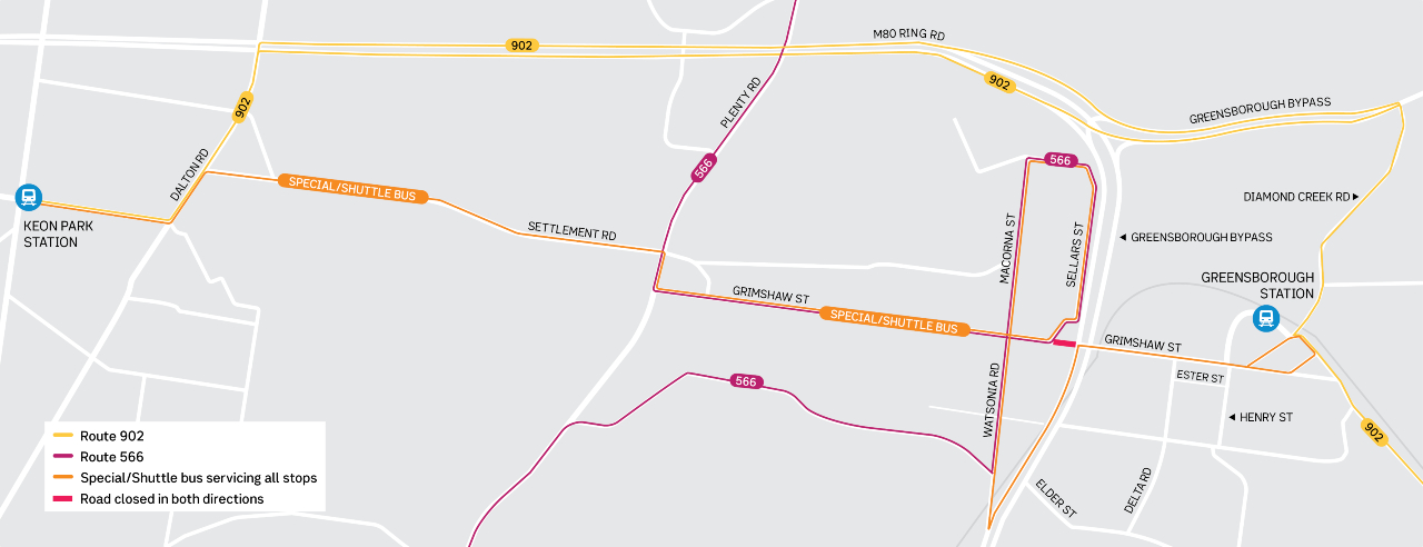 Bus Route 566 and 902 shuttle service map