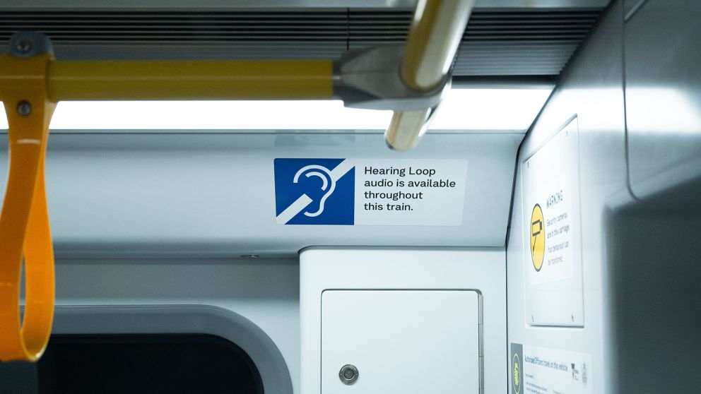 Onboard hearing loop and clear audio announcements support passengers with reduced hearing.