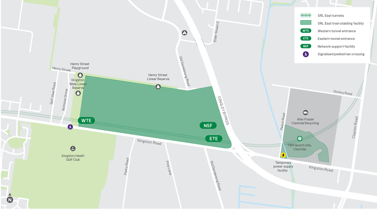 SRL Heatherton train stabling map 